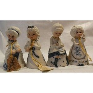 12 Royal Majestic Bells By Jasco Hand Painted Bisque Porcelain Collection